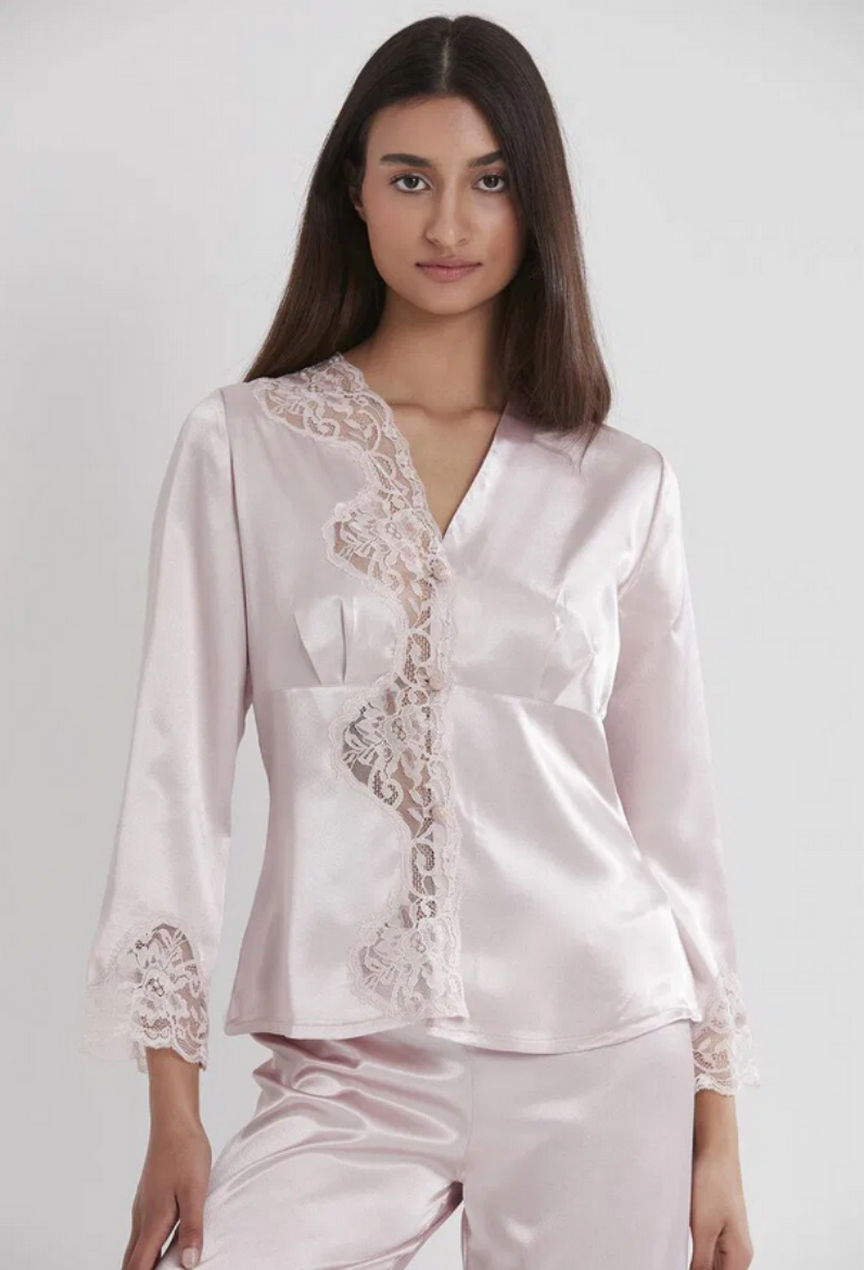 Pierre Cardin Saten Dantelli Pijama Takımı 1160 Pudra resmi