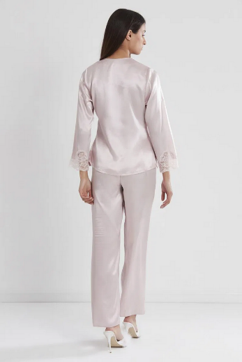 Pierre Cardin Saten Dantelli Pijama Takımı 1160 Pudra resmi