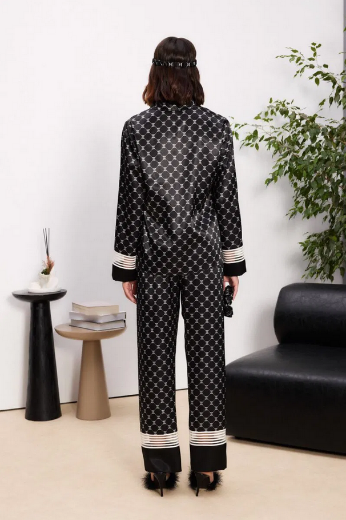 Pierre Carden Saten Dantelli Pijama Takımı 1320 Siyah resmi