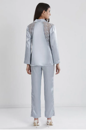 Pierre cardin Saten Dantelli Pijama Takımı 1438 Mist resmi