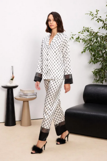 Pierre Cardin Saten Biyeli Pijama Takımı 1300 Siyah resmi