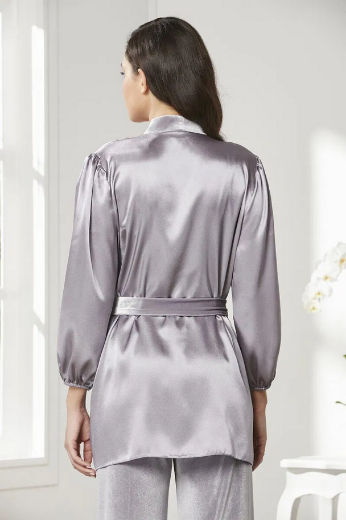 Pierre Cardin Kadife Saten 3'lü Pijama Takımı 2050 Rose resmi