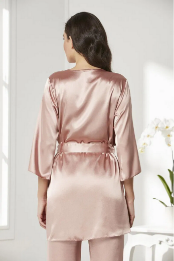 Pierre Cardin Saten 3'lü Pijama Takımı 2075 Brandy resmi