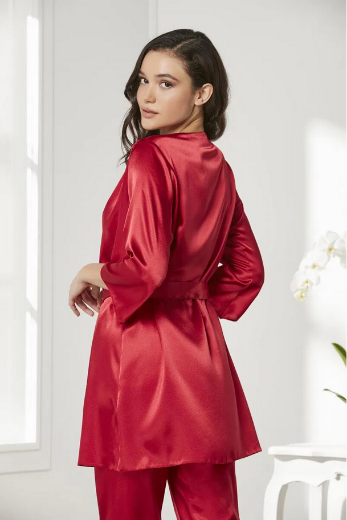 Pierre Cardin Saten 3'lü Pijama Takımı 2075 Kırmızı resmi