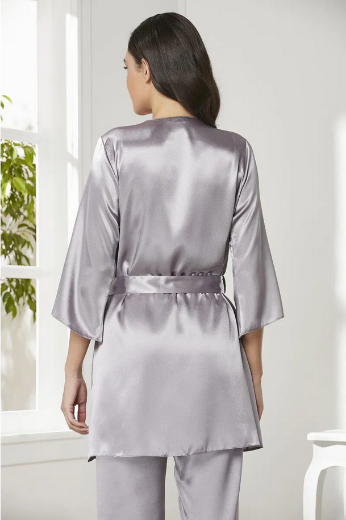 Pierre Cardin Saten 3'lü Pijama Takımı 2075 Royal resmi