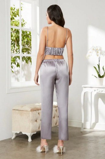 Pierre Cardin Saten 3'lü Pijama Takımı 2075 Royal resmi