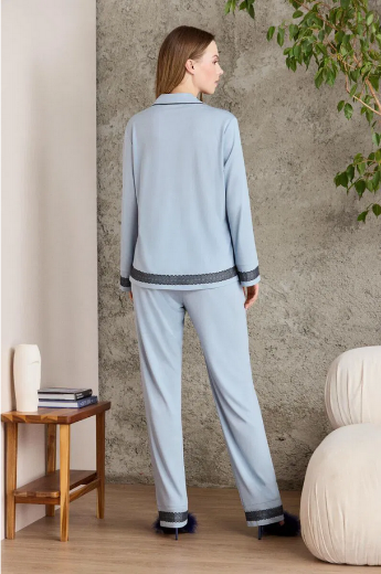 Pierre Cardin Penye Biyeli Dantelli Pijama Takımı 2200 Mist resmi
