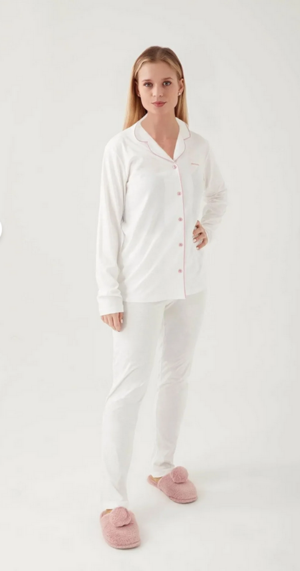 Pierre Cardin Gömlek Pijama Takımı PC7717 Krem resmi