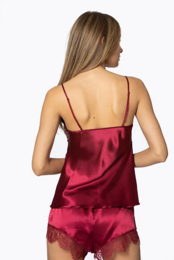 Pierre Cardin Saten Dantelli 3'lü Sabahlık Takım 2490 Bordo resmi