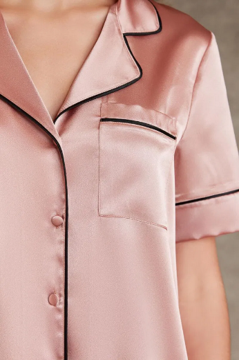 Pierre Cardin Saten Biyeli Pijama Takımı 1205 Brandy  resmi