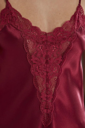 Pierre Cardin Saten Dantelli Şort Babydoll Takım 430 Bordo resmi