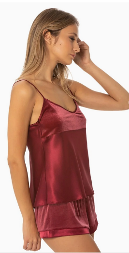 Pierre Cardin Saten Şort Takım 440 Bordo resmi