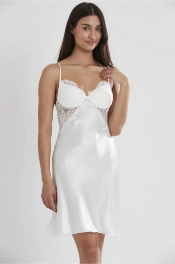 Pierre Cardin Saten Dantelli Kadın Gecelik ve Sabahlık Takımı 4025 Ekru resmi