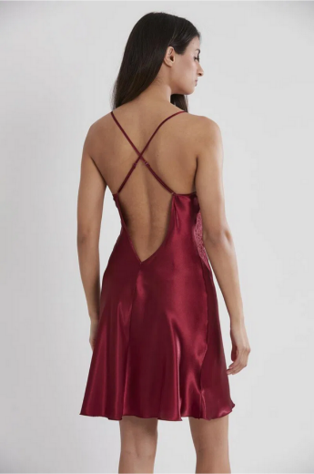 Pierre Cardin Saten Dantelli Kadın Gecelik ve Sabahlık Takımı 4025 Bordo resmi