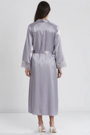 Pierre Cardin Saten Dantelli Kadın Gecelik ve Sabahlık Takımı 4370 Royal resmi