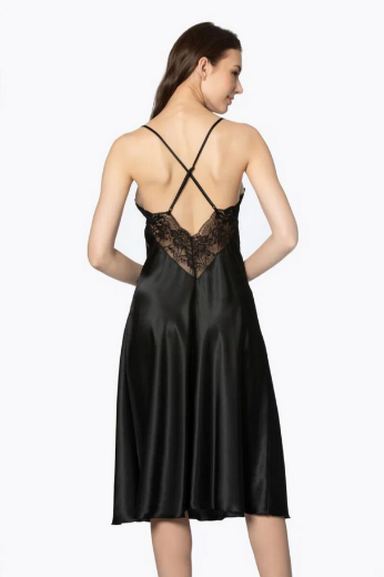 Pierre Cardin Saten Dantelli Kadın Gecelik ve Sabahlık Takımı 4370 Siyah resmi