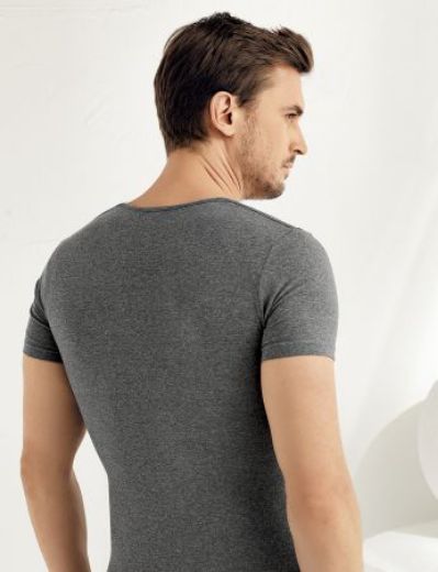  Şahinler Kısa Kollu Likralı Süprem Atlet Koyu ME069 Gri resmi