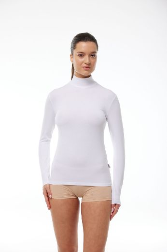 Malabadi Uzun Kollu Yarım Balıkçı Yaka Modal Body 180 Beyaz resmi