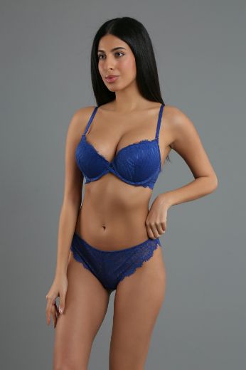 New Bra Çift Destekli Sütyen Külot Takım 4154 Saks resmi