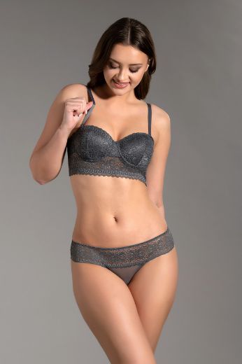 New Bra Desteksiz Sütyen Külot Takım 4007 Gri resmi