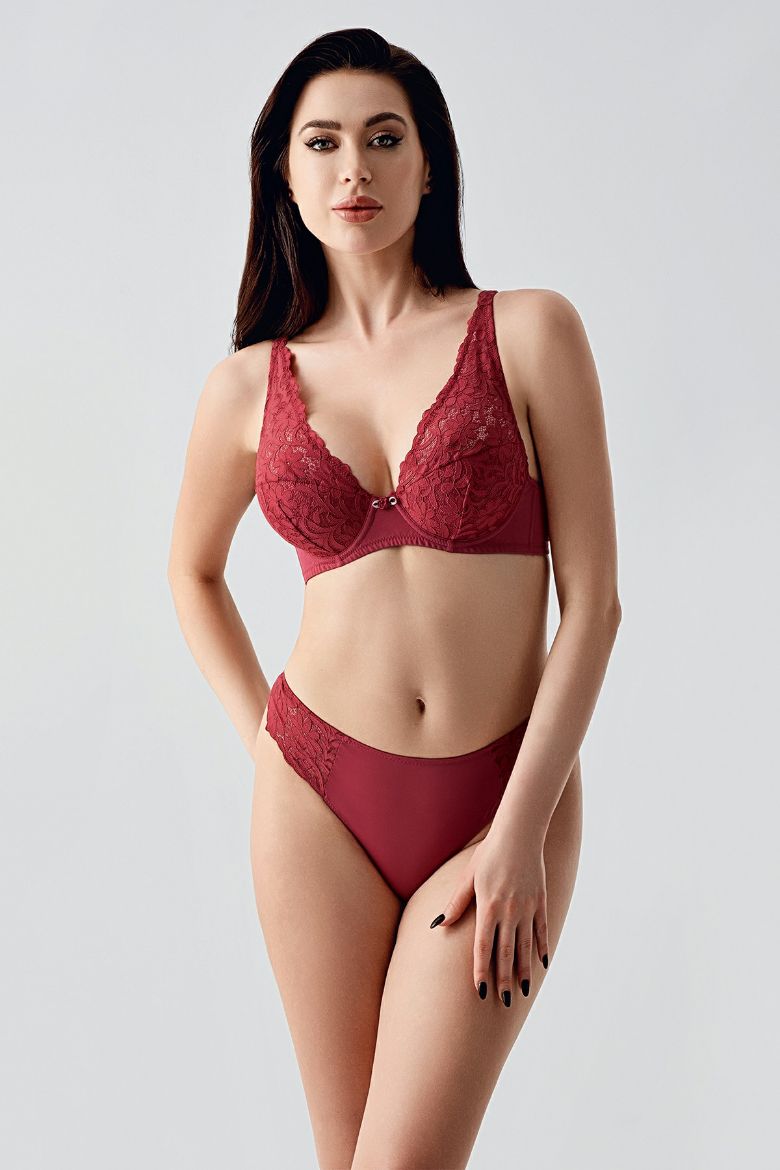 New Bra Desteksiz Sütyen Külot Takım 4156 Bordo resmi