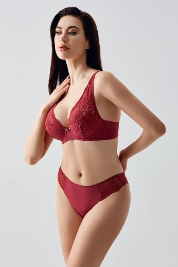 New Bra Desteksiz Sütyen Külot Takım 4156 Bordo resmi