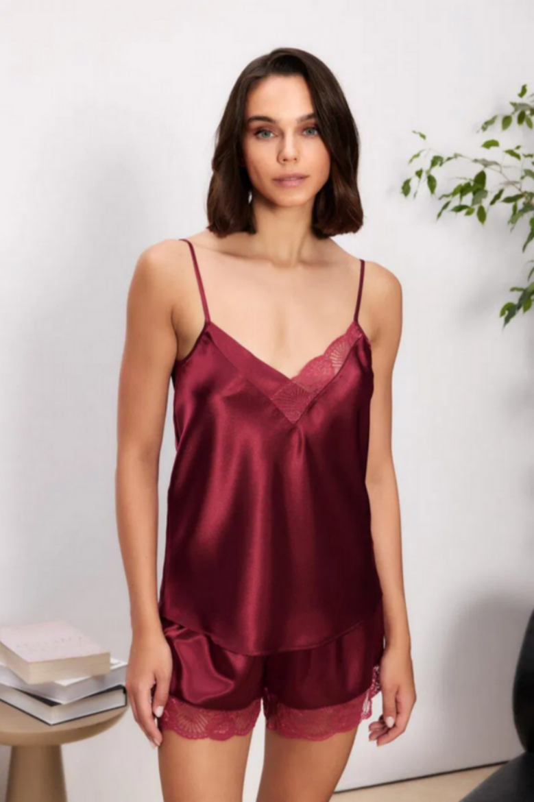 Pierre Cardin Saten Altılı Gelin Çeyiz Seti 6035 Bordo resmi