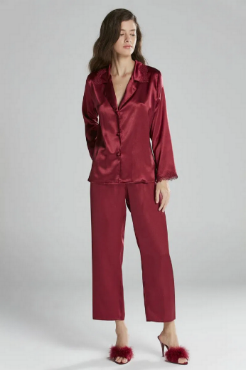 Pierre Cardin Saten Altılı Gelin Çeyiz Seti 6965 Bordo resmi