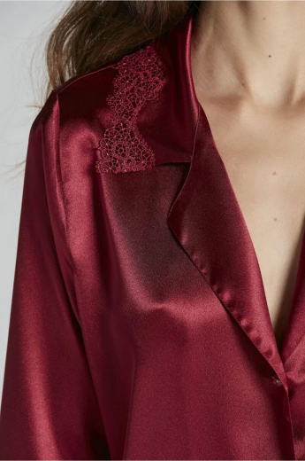 Pierre Cardin Saten Altılı Gelin Çeyiz Seti 6965 Bordo resmi