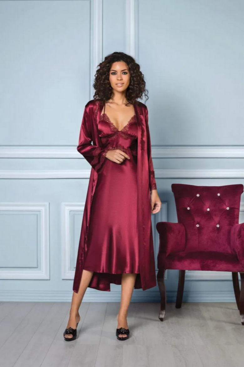 Pierre Cardin Saten Altılı Gelin Çeyiz Seti 6960 Bordo resmi