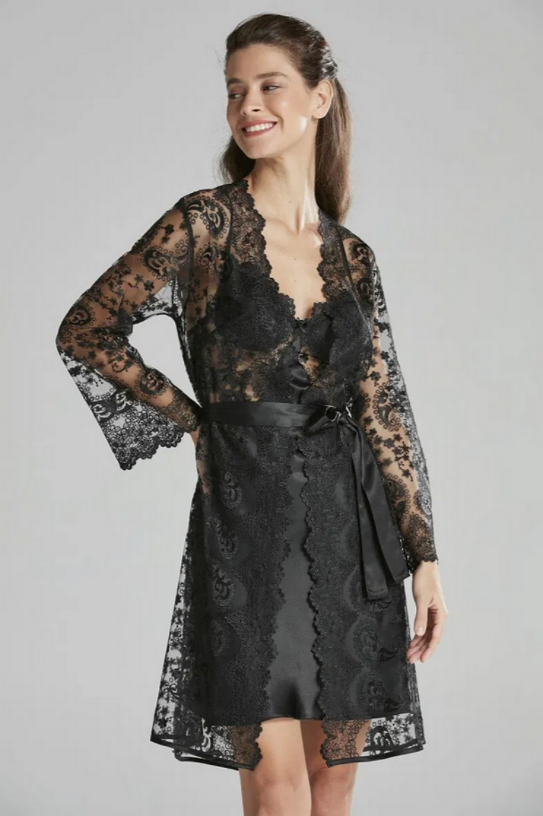 Pierre Cardin Saten Altılı Gelin Çeyiz Seti 6225 Siyah resmi