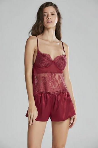 Pierre Cardin Saten Altılı Gelin Çeyiz Seti 6015 Bordo resmi