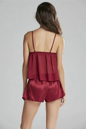 Pierre Cardin Saten Altılı Gelin Çeyiz Seti 6015 Bordo resmi