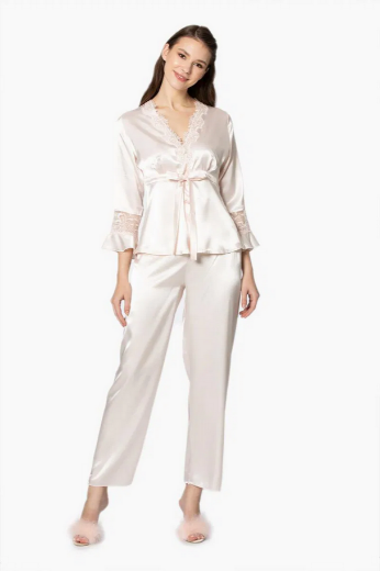 Pierre Cardin Saten Altılı Gelin Çeyiz Seti 6025 İnci resmi