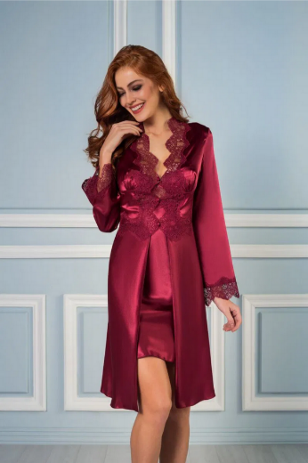 Pierre Cardin Saten Altılı Gelin Çeyiz Seti 6335 Bordo resmi