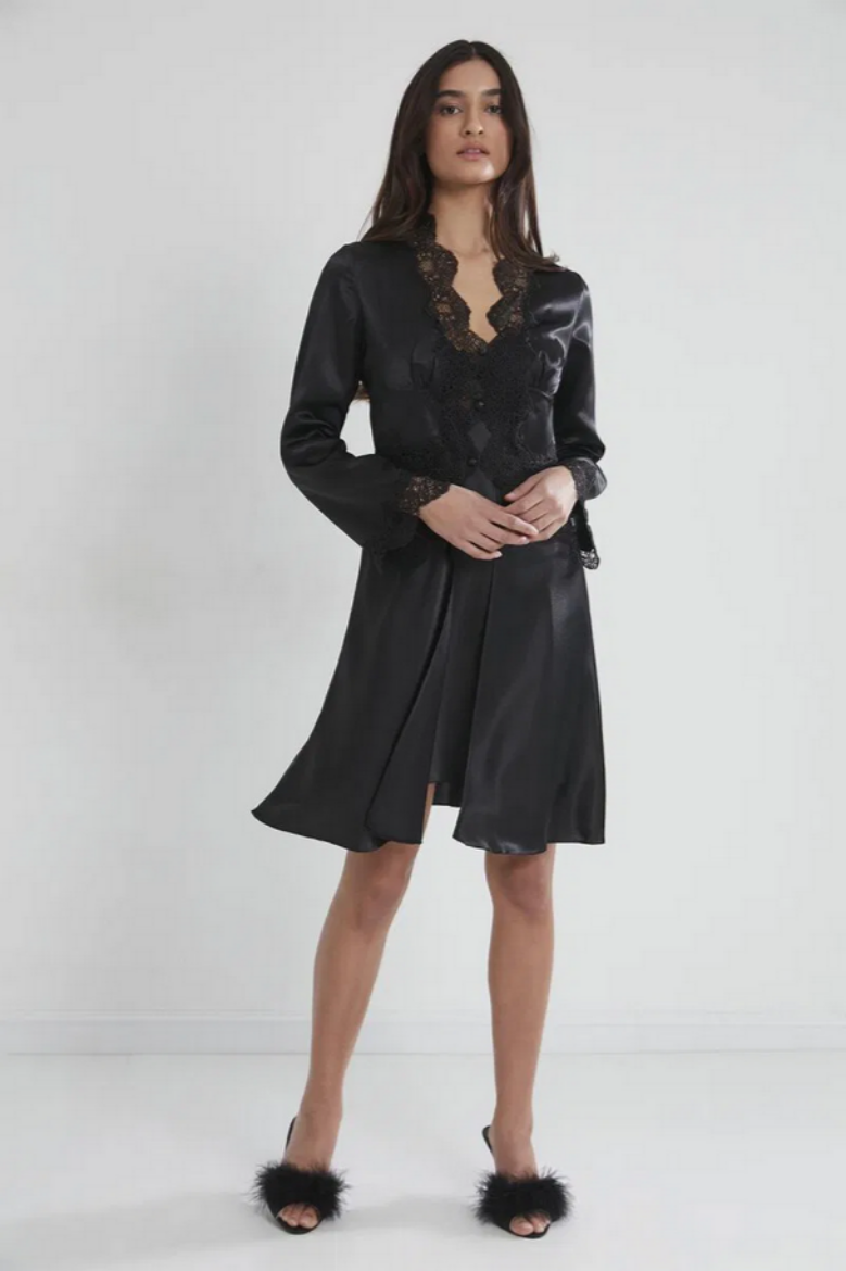 Pierre Cardin Saten Altılı Gelin Çeyiz Seti 6335 Siyah resmi