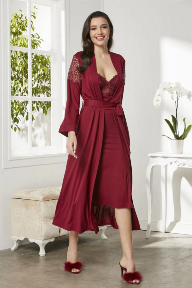 Pierre Cardin Penye Altılı Gelin Çeyiz Seti 5045 Bordo resmi