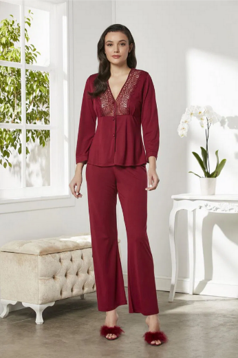 Pierre Cardin Penye Altılı Gelin Çeyiz Seti 5045 Bordo resmi