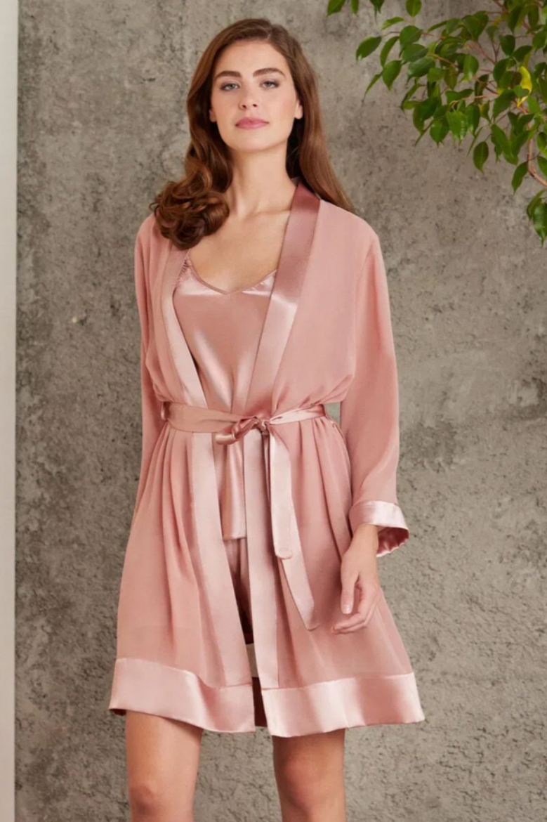 Pierre Cardin Saten Dörtlü Gelin Çeyiz Seti 7085 Brandy resmi