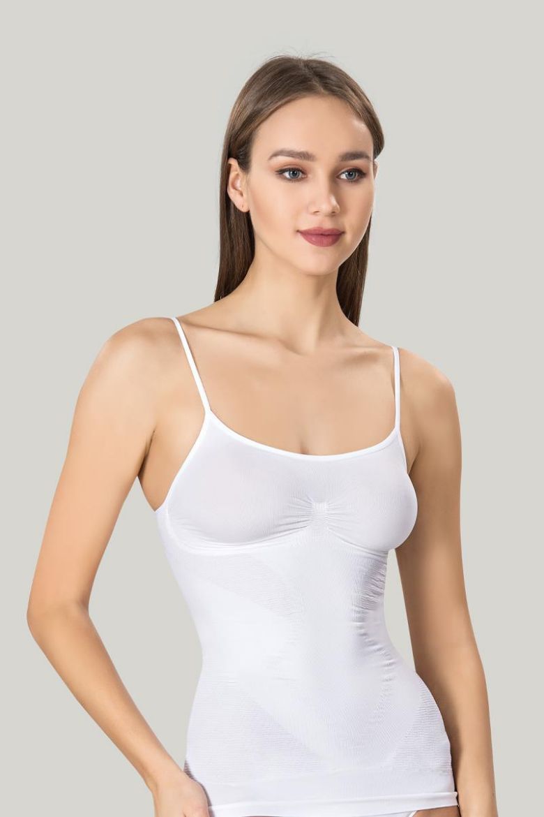 Miss Fit Parlak Korsajlı Atlet 16888 Beyaz resmi