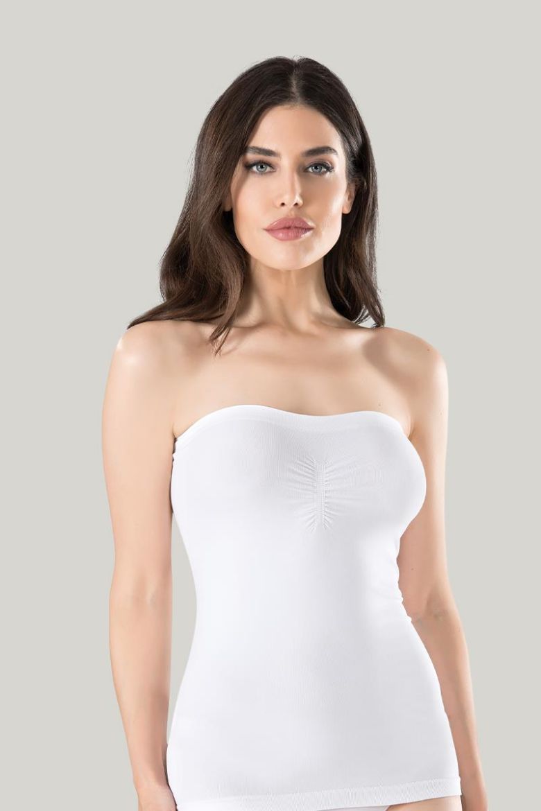 Miss Fit  Büzgülü Straplez 11040 Beyaz resmi