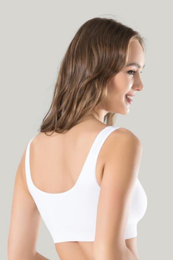 Miss Fit  Kalın Askılı Pedli Büstiyer 11027 Beyaz resmi