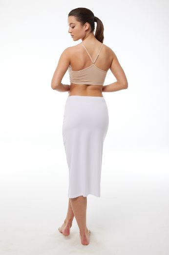 Malabadi Tam Boy Uzun Etek Astarı Modal Jüpon 1061 Beyaz resmi