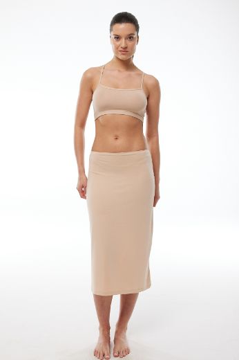 Malabadi Tam Boy Uzun Etek Astarı Modal Jüpon 1061 Ten resmi