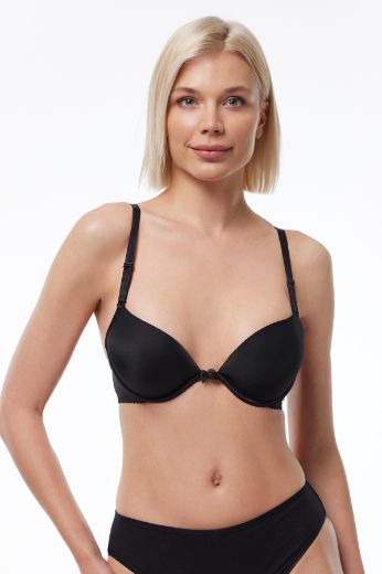 Malabadi Sihirli Büyüme Balenli Kaplı Çift Destekli Sütyen 813 Siyah resmi