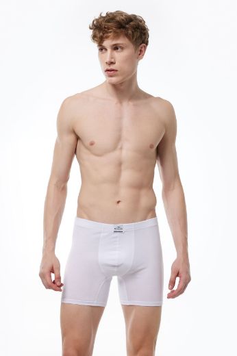 Malabadi Pamuk Elastan Uzun Boxer 073 Beyaz resmi