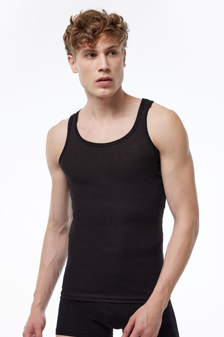 Malabadi Pamuk Yazlık Fileli Atlet 081 Siyah resmi