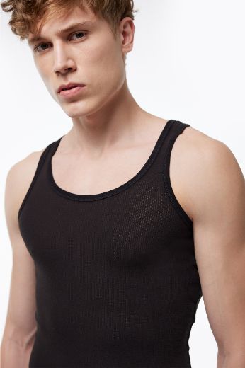 Malabadi Pamuk Yazlık Fileli Atlet 081 Siyah resmi