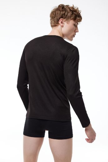 Malabadi V Yaka Uzun Kollu Viloft Termal Üst İçlik 608 Siyah resmi