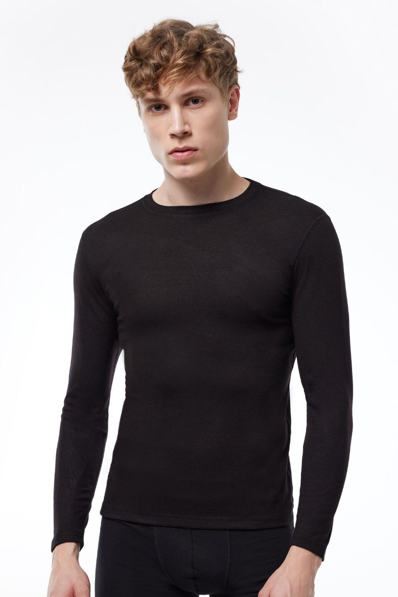 Malabadi Yuvarlak Yaka Uzun Kollu Viloft Termal Üst İçlik 609 Siyah resmi